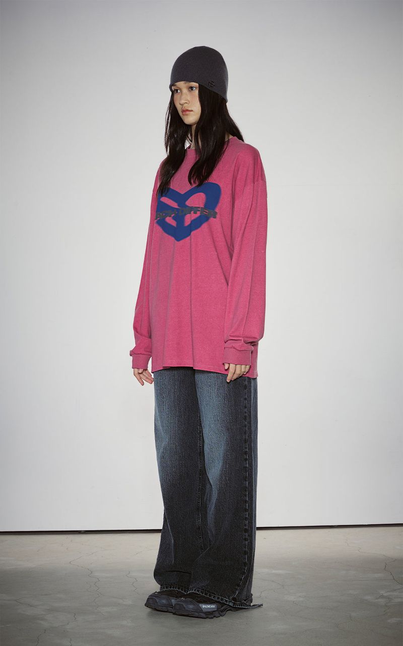 BLUR HEART LONG SLEEVE_VINTAGE RED