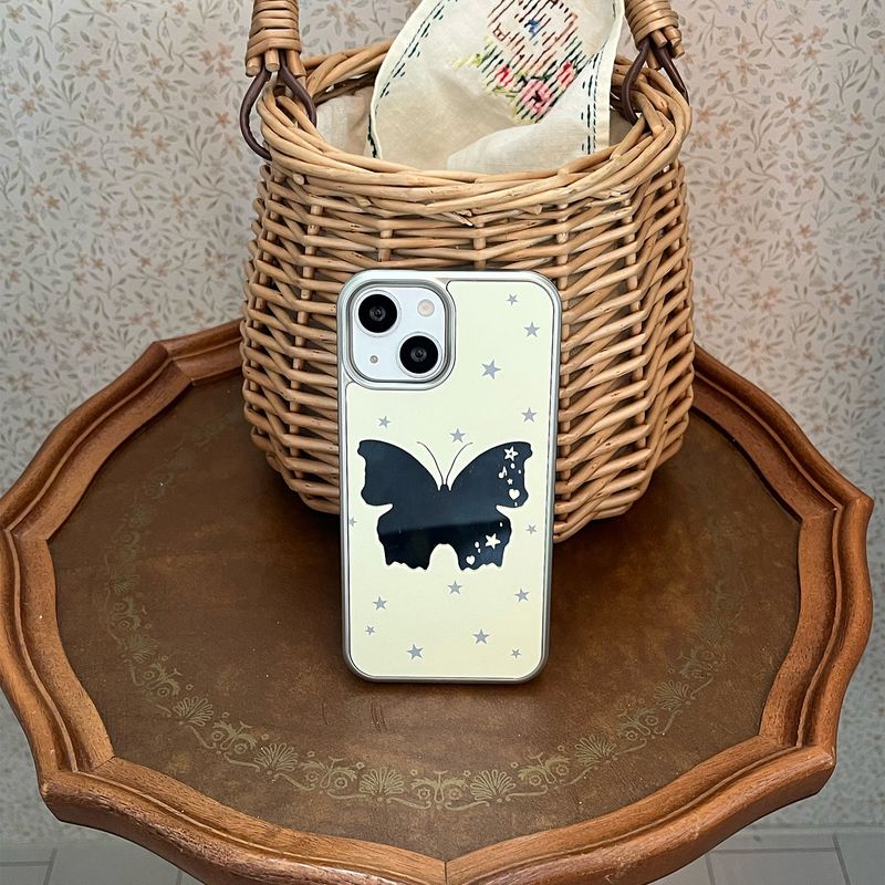 [MADE][Mirror Silver Bumper Case] Butterfly Mirror Case • Yellow