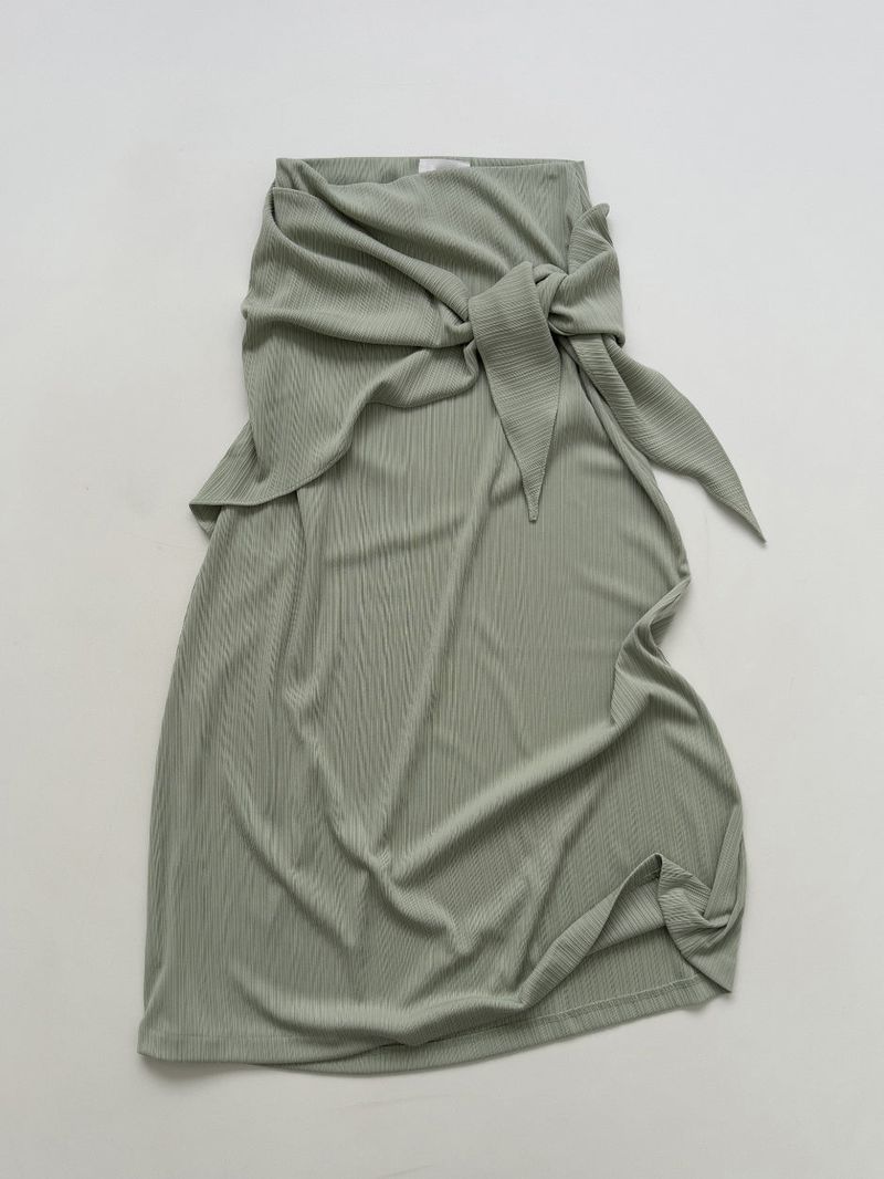 [Scarf SET] Pleated H-Line Long Skirt