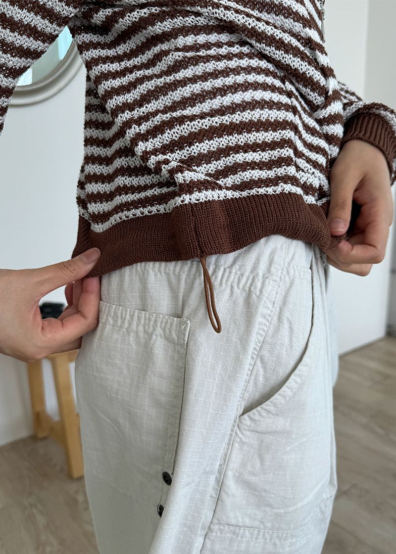 MESH STRIPE ZIP-UP