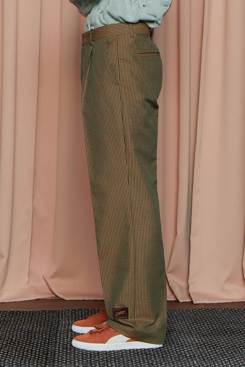 HOUND TOOTH CHECK PANTS / BROWN&GREEN