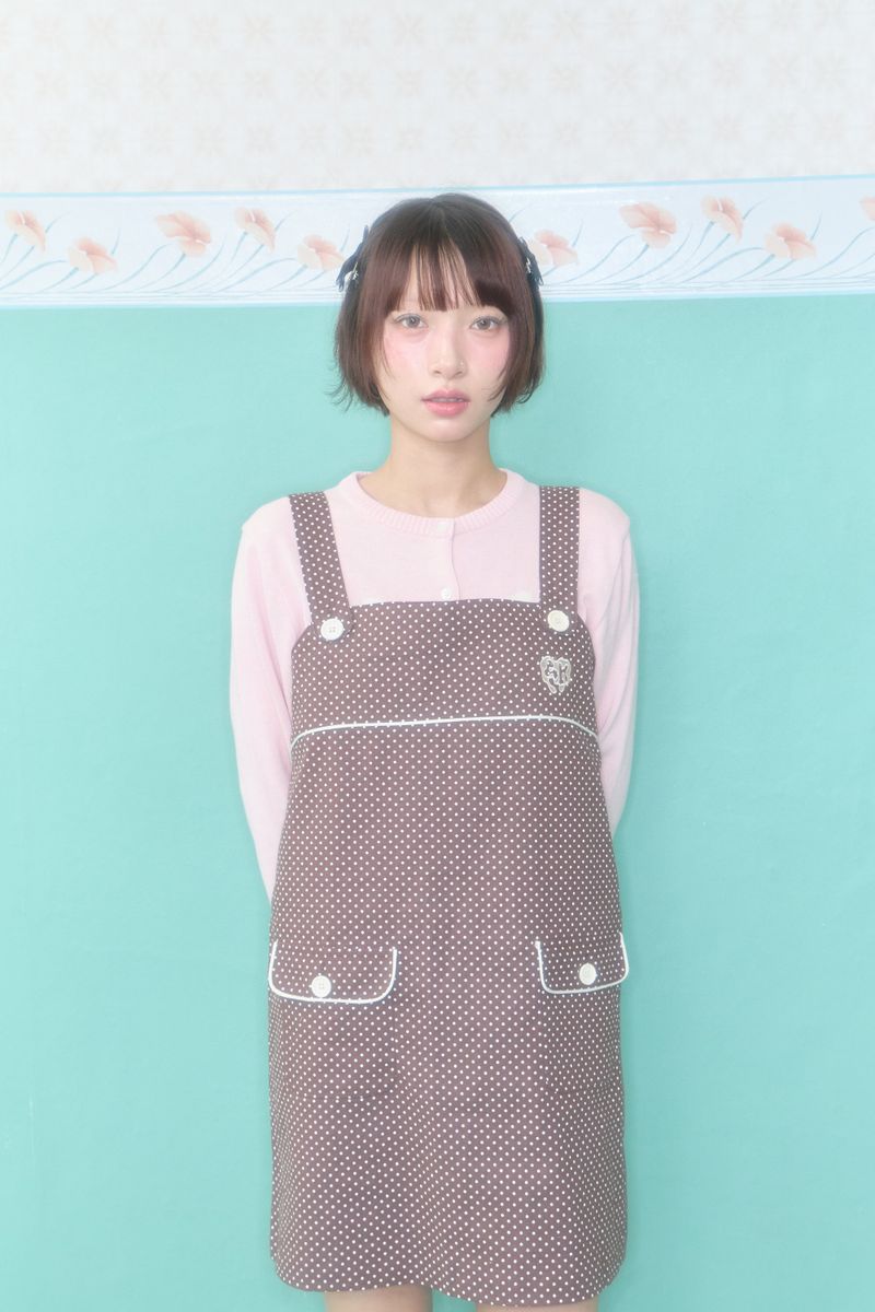 DOLLY BUTTON MINI DRESS (BROWN)