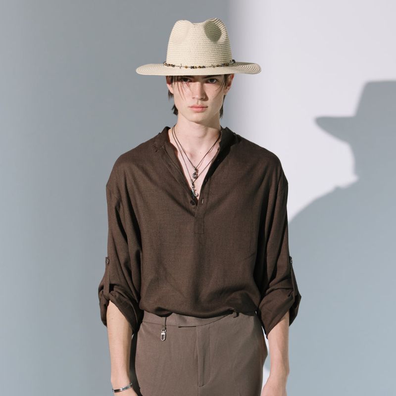 S SY(エスエスワイ)の「linen concho roll up shirt brown(Tops)」