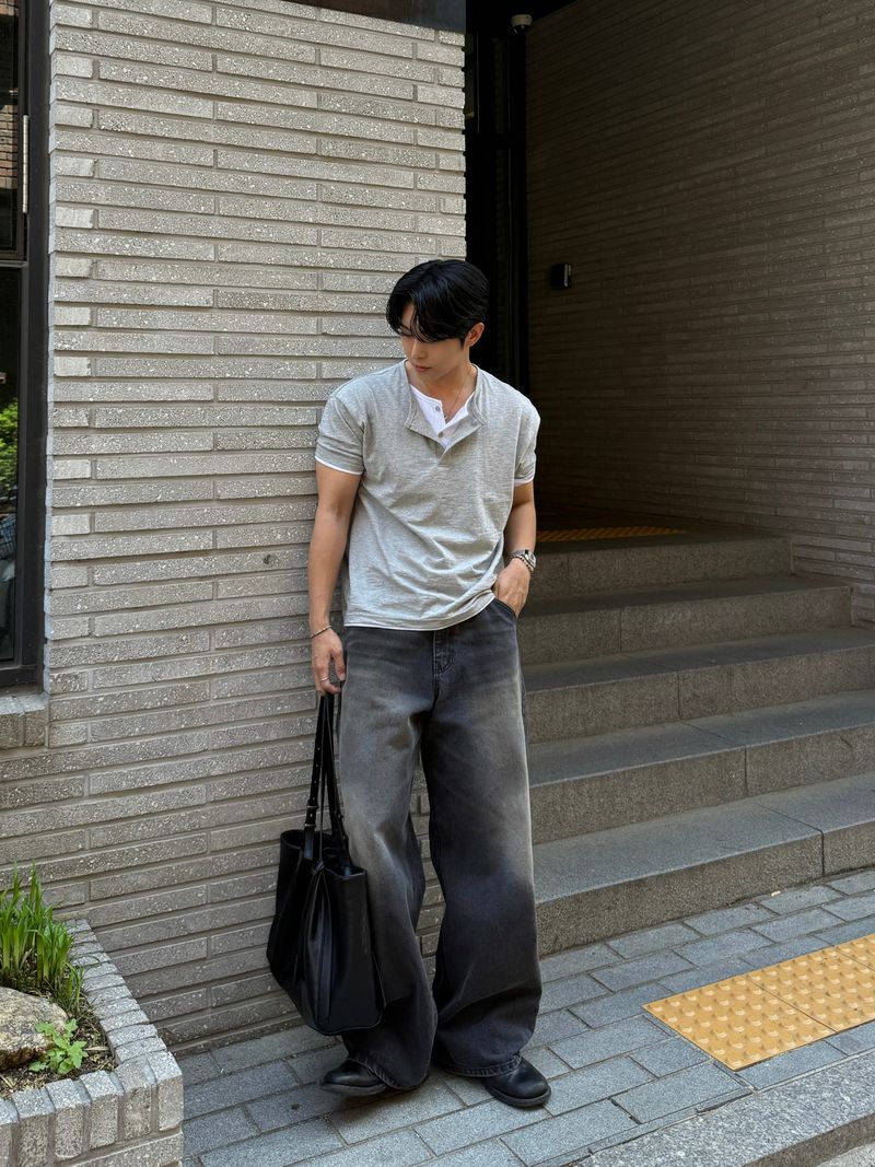 Thorpe layered henley neck short sleeve