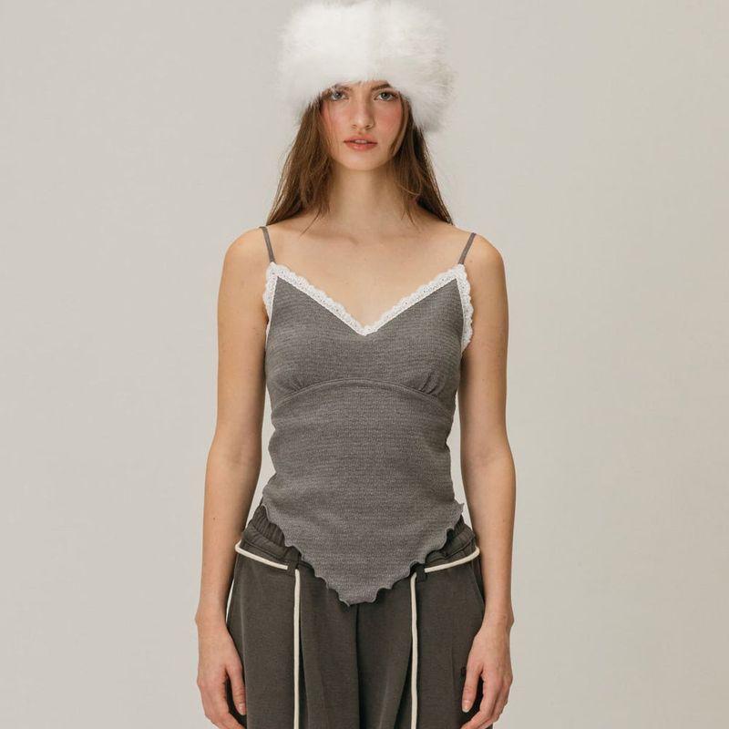 MOIFAIRE（モイフェア）の「LACE WAVE SLEEVELESS / GREY（Tops）」