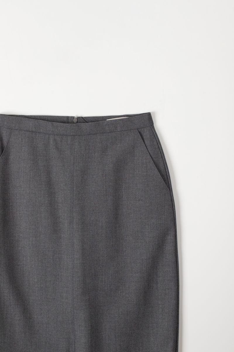 Wool stitch midi skirt (Dark grey)