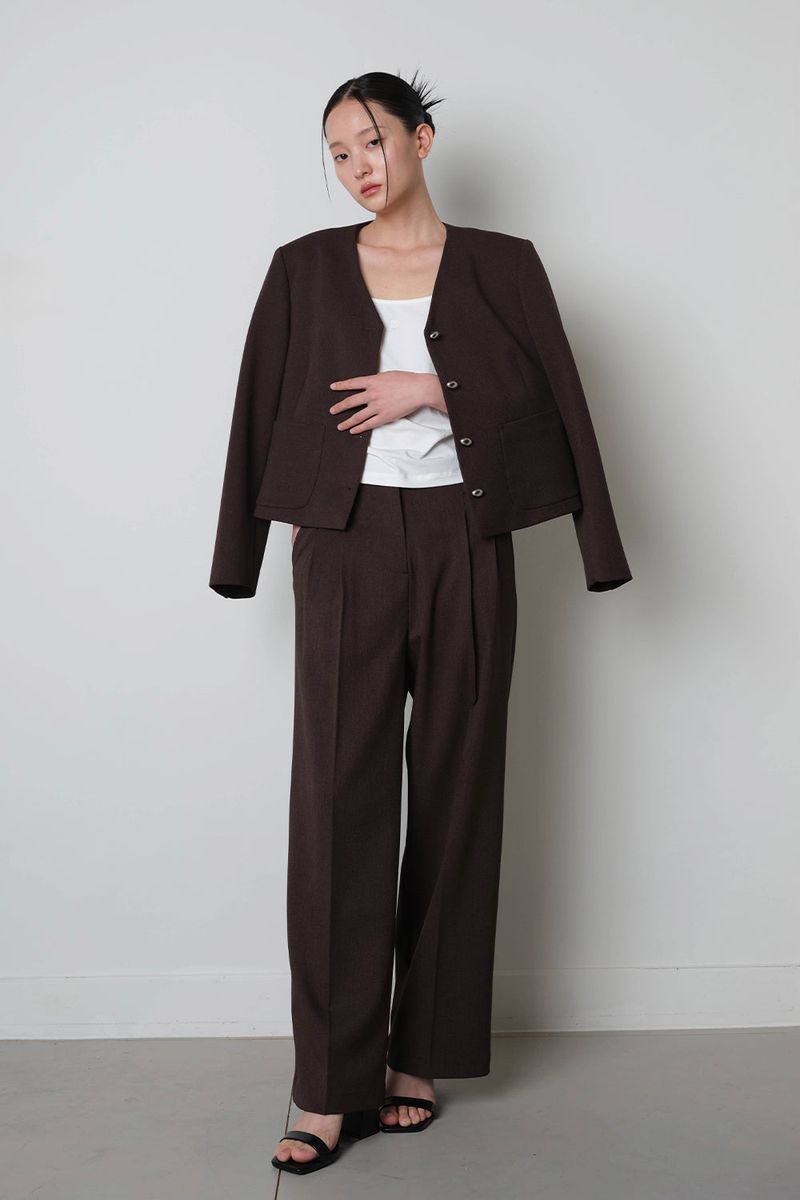 Twill Fintuck Slacks_Brown