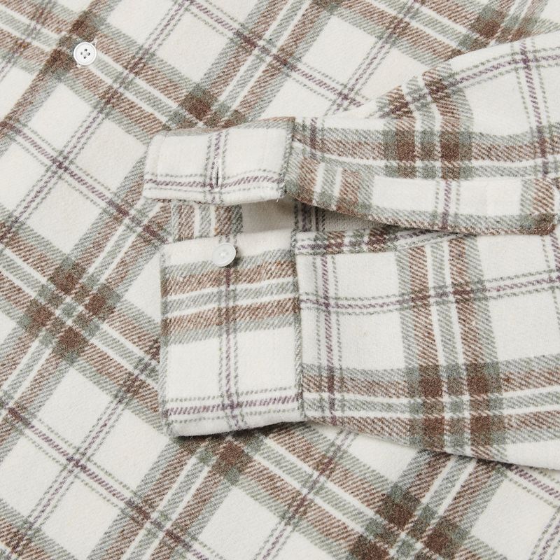 Loose wool check shirts Beige