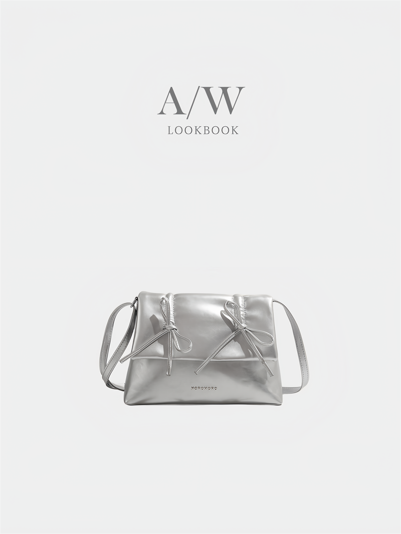 Balletcore look ribbon detail square leather shoulder bag