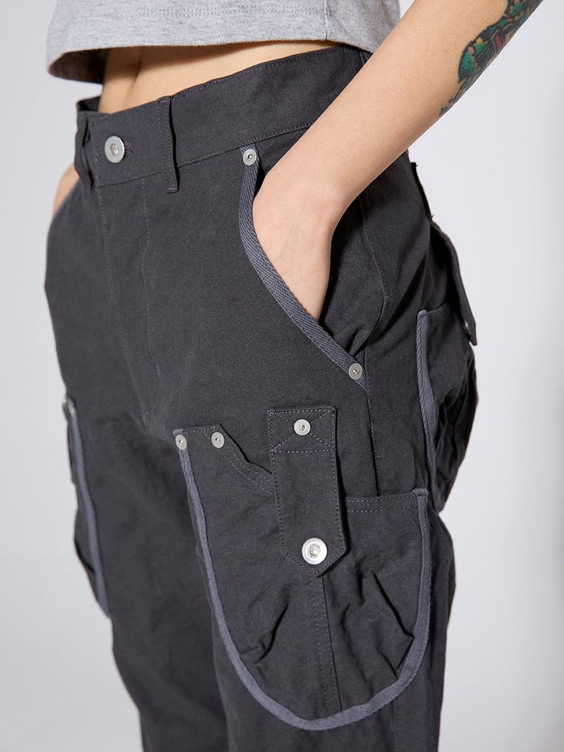 WASHED CARGO BOOTCUT PANTS / CHARCOAL