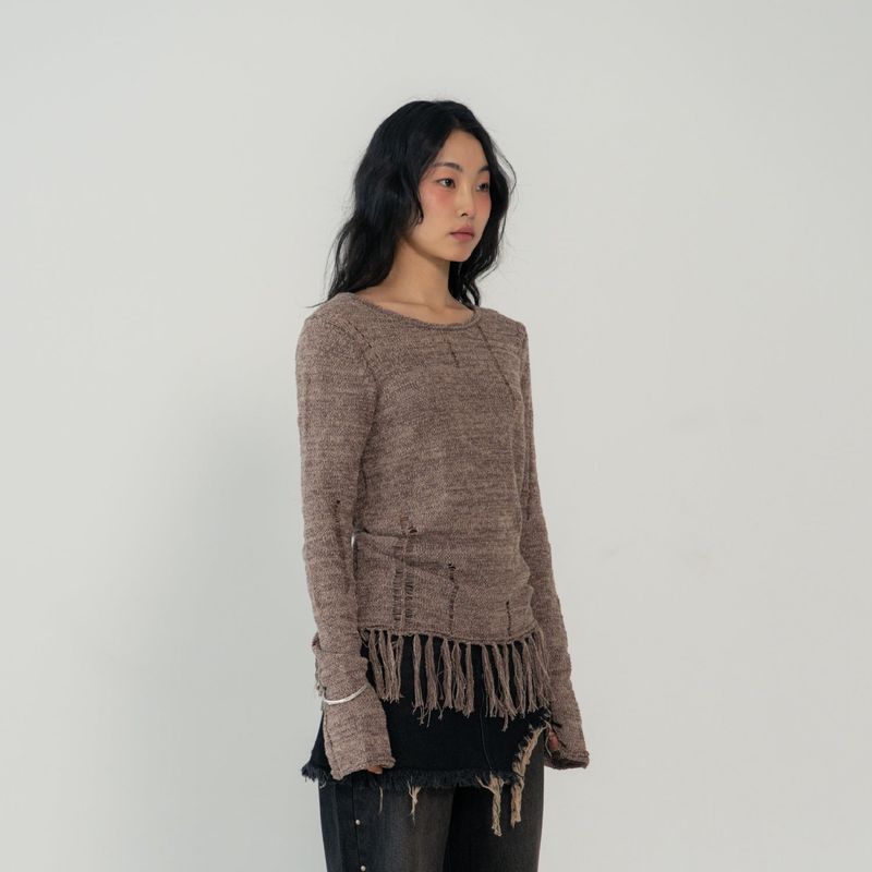 VINTAGE FRINGE KNIT (MOCHA)