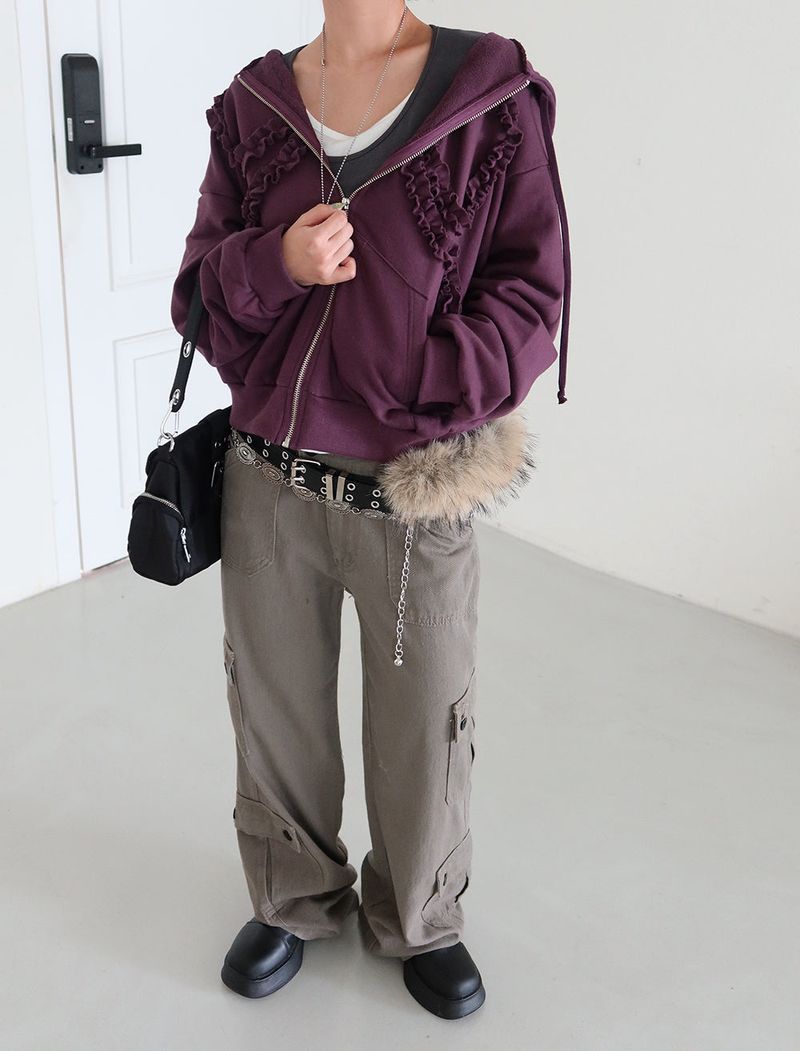 Punching mink fur layered belt