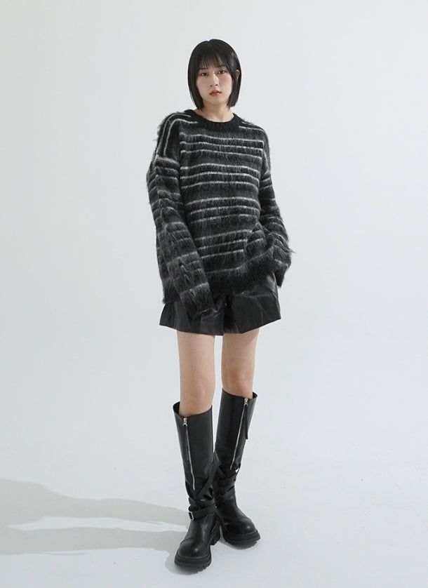Mohair stripe heavy knit
