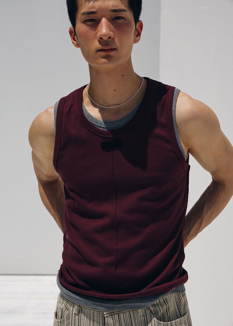 LAURANTSEOUL（ローラントソウル）の「Reverse labeling sleeveless(Burgundy)（Tops）」