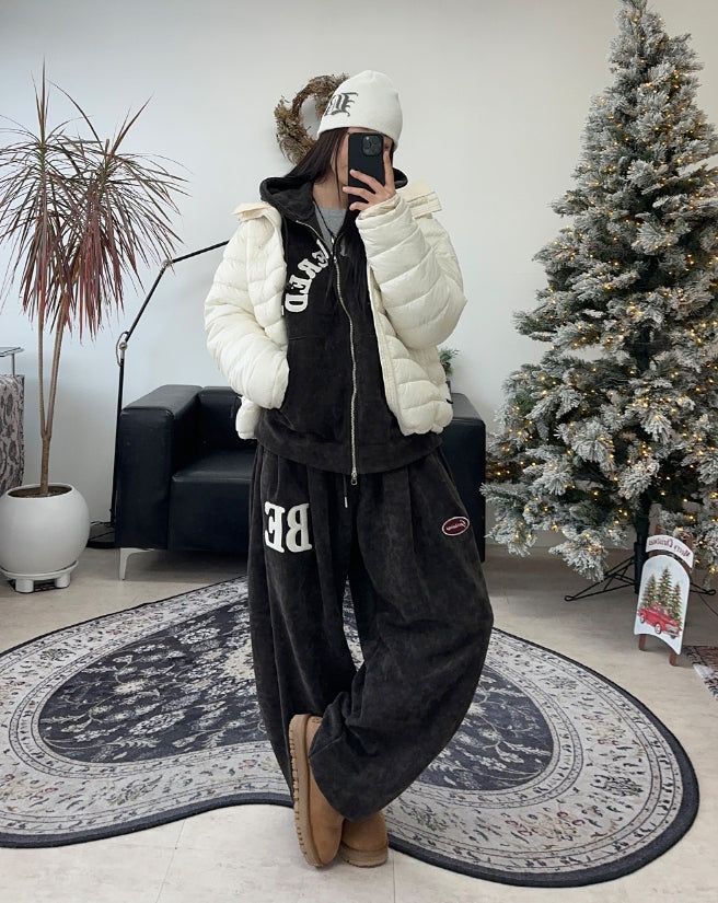 Ruth Velour Patch Hooded Zip-Up