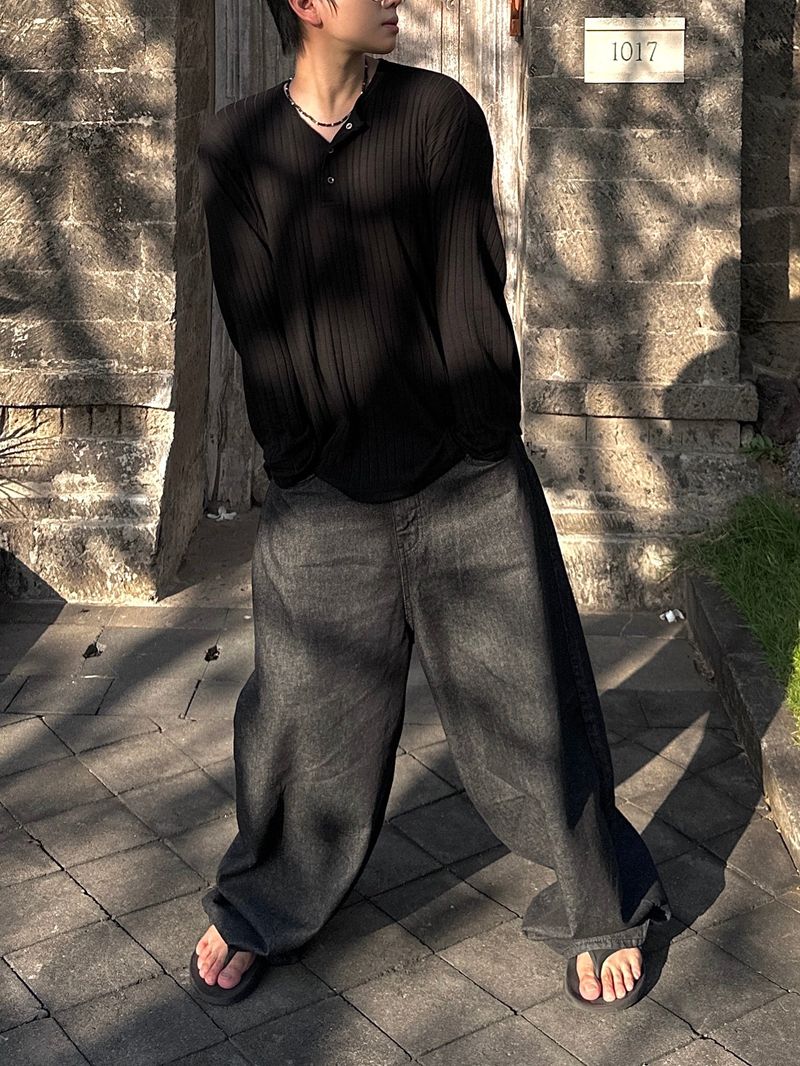 simple line henry neck long-sleeve 3C
