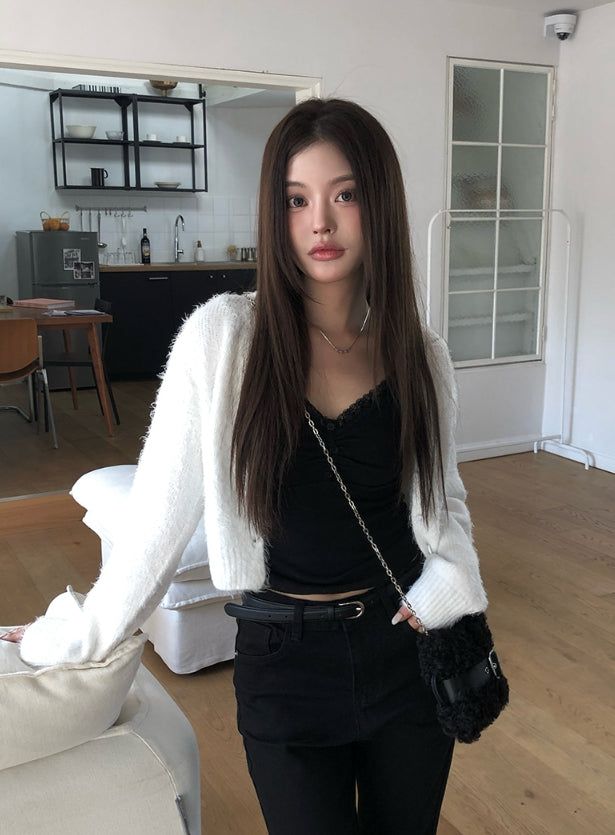 anyonemore（エニーワンモアー）の「Doobie Soft Fur Button Long Sleeve Cardigan（Tops）」