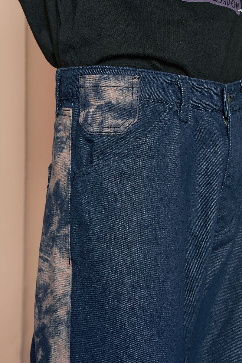 TIE-DYE BLOCK DENIM PANTS / INDIGO