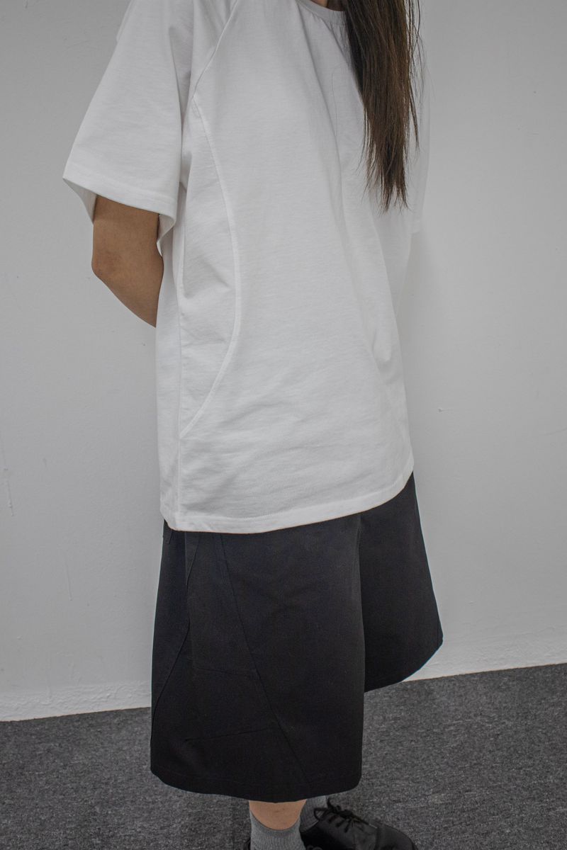Side Panel Raglan Tee White
