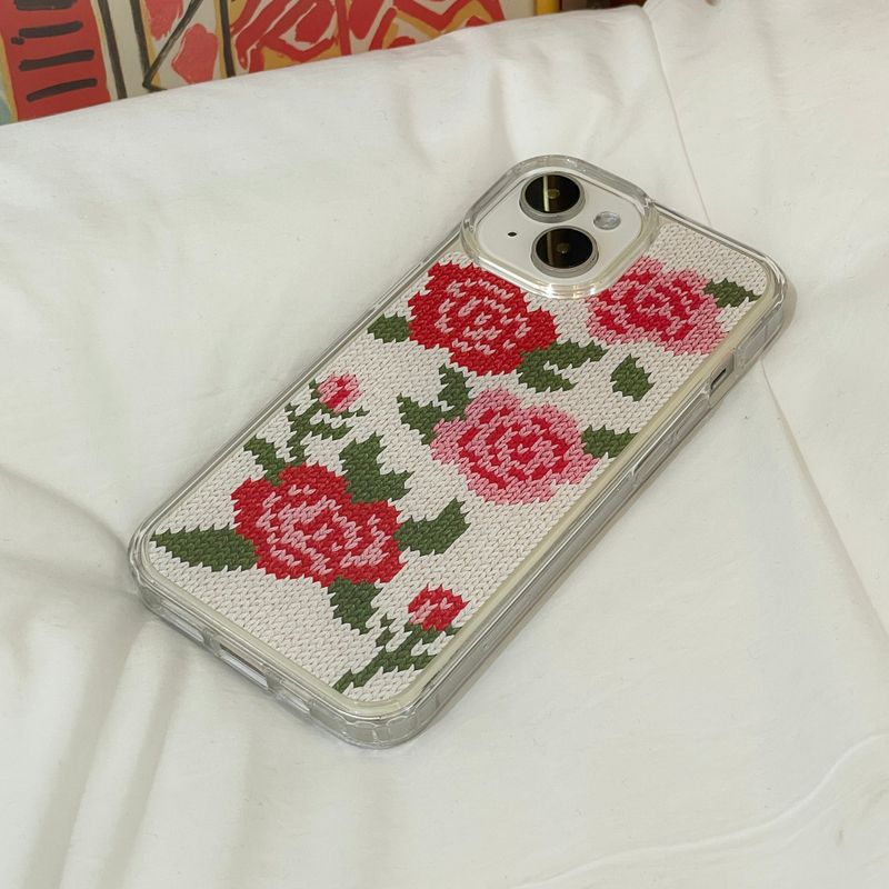 ROSES KNIT HARD JELL CASE_WHITE