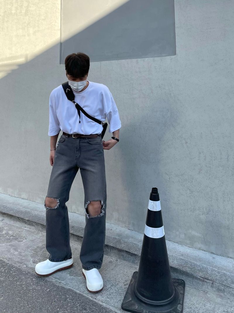 EASY DETROYED DENIM PANTS(2COLOR)