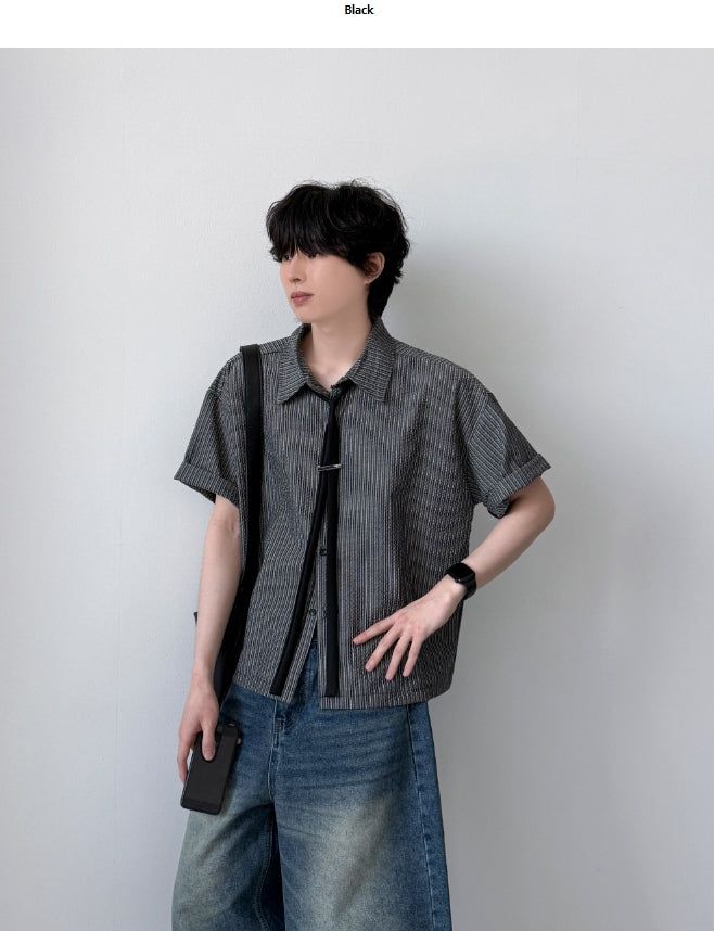 YOURNUS（ユアナス）の「Offer Striped Crop Shirt（Tops）」