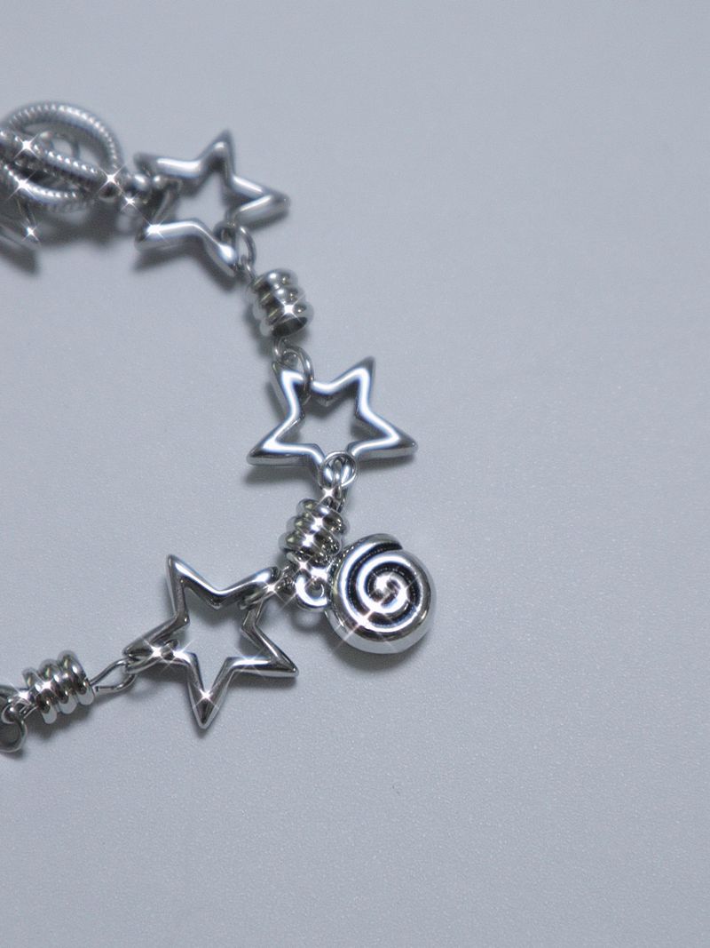 All stainless steel orbit star bracelet