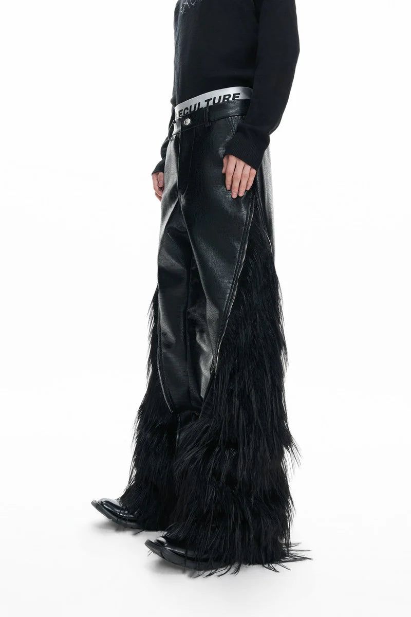 Faux Fur Croc Zip Pants