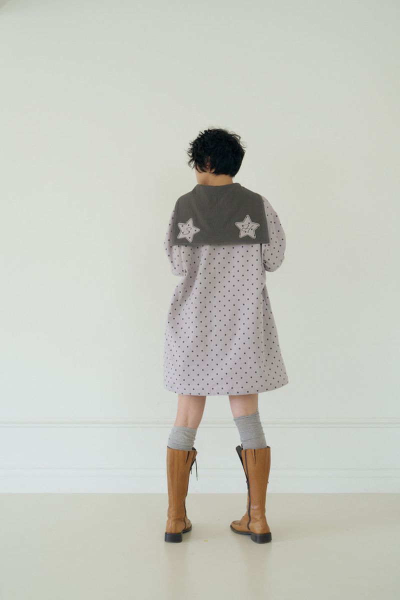 POLKA STAR PATCH SAILOR DRESS (PURPLE)