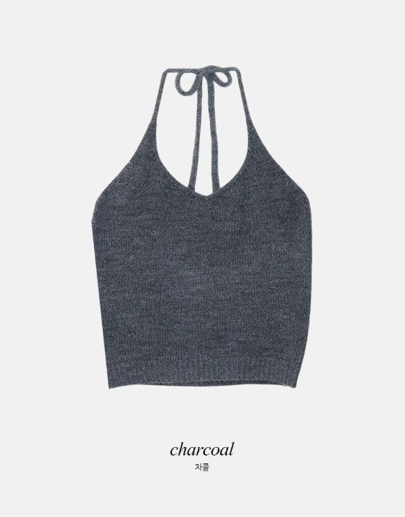 #Halter Neck Wool50 Knit Bustier (4color)