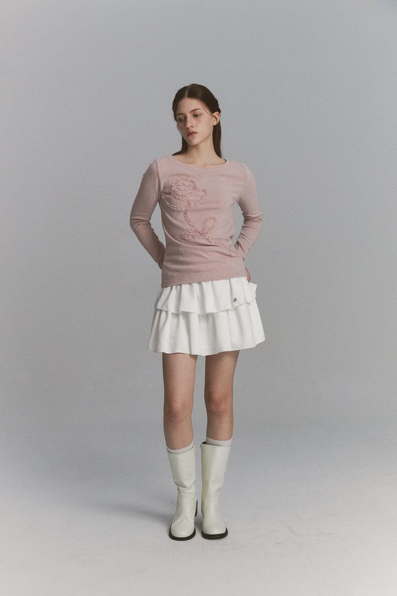 Lace Rose Long Sleeve Pink