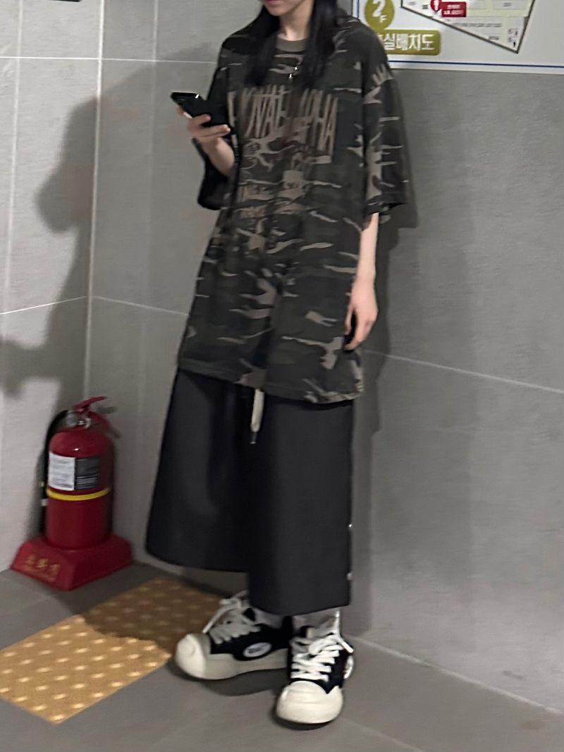 snap nylon crack bermuda pants