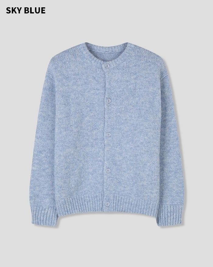 (UNISEX) Wool-mix Heavy Brush Knit Cardigan
