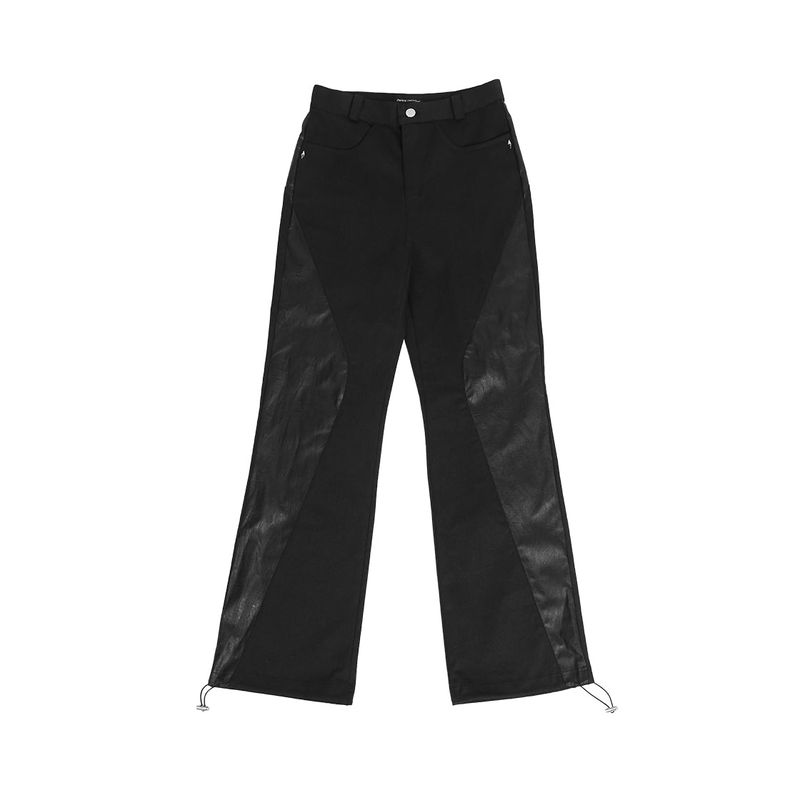 LEATHER POINT STRING PANTS #BLACK