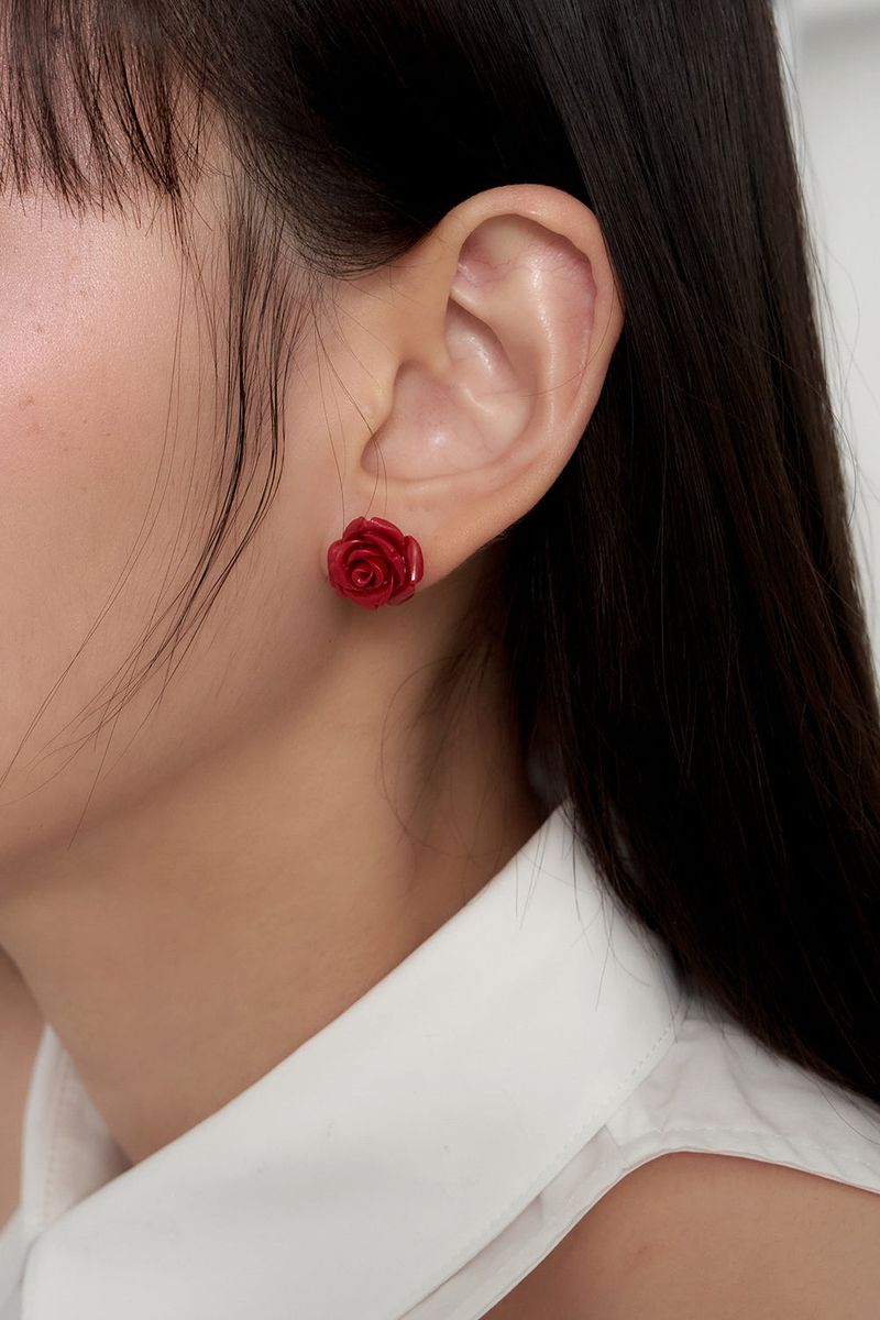 rose formica earring - red
