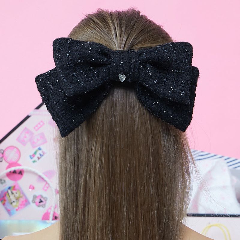 VVV（ブイブイブイ）の「CHECK GLITTER TWEED RIBBON HAIRPIN_BLACK（Hair Accessories）」