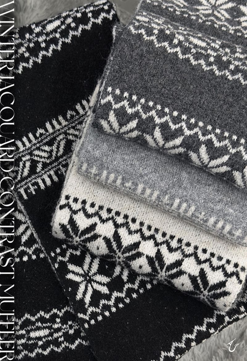 winter jacquard contrast muffler (4color)
