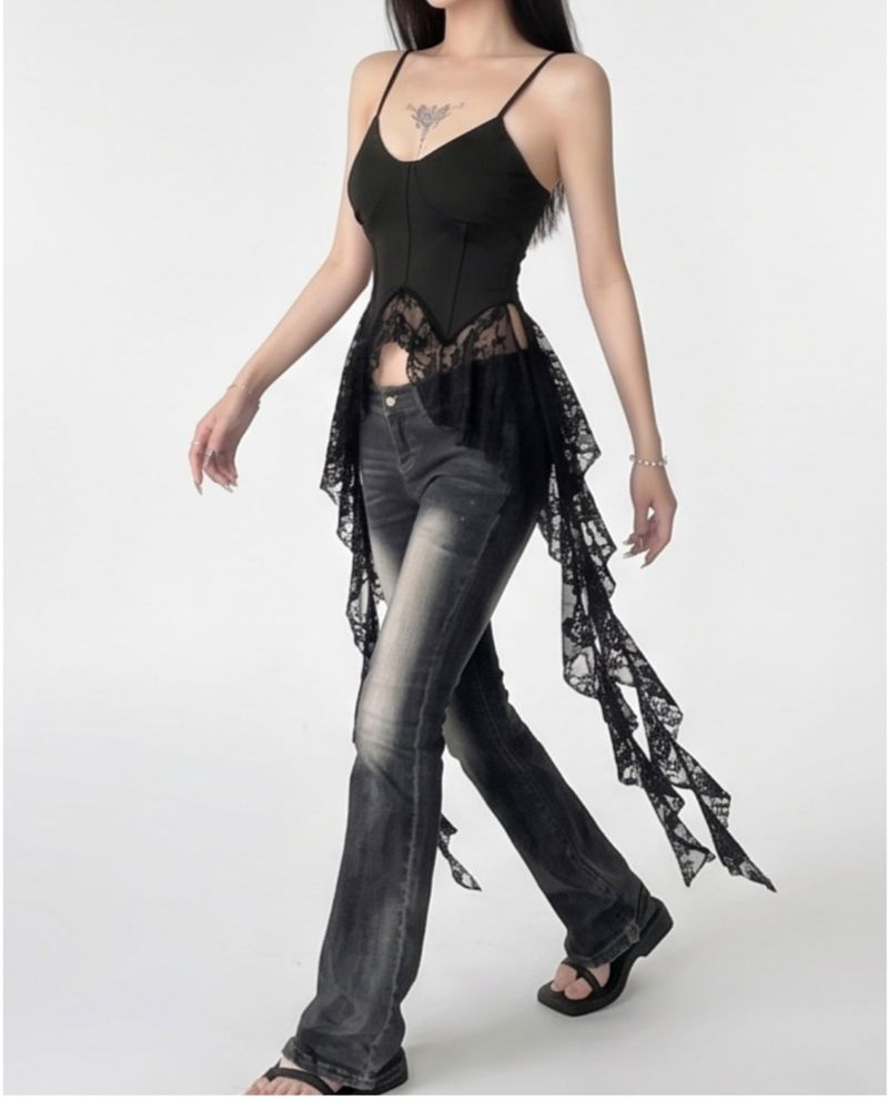 Bella Lace Uneven Sleeveless