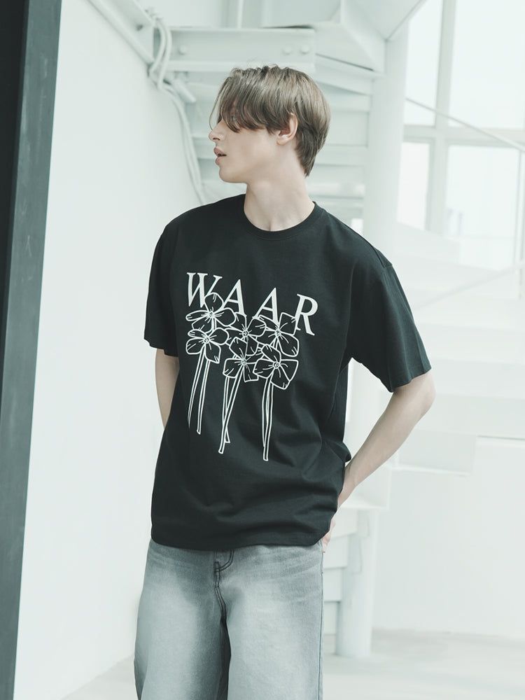 T1012 M FLOWER T-SHIRT_BLACK