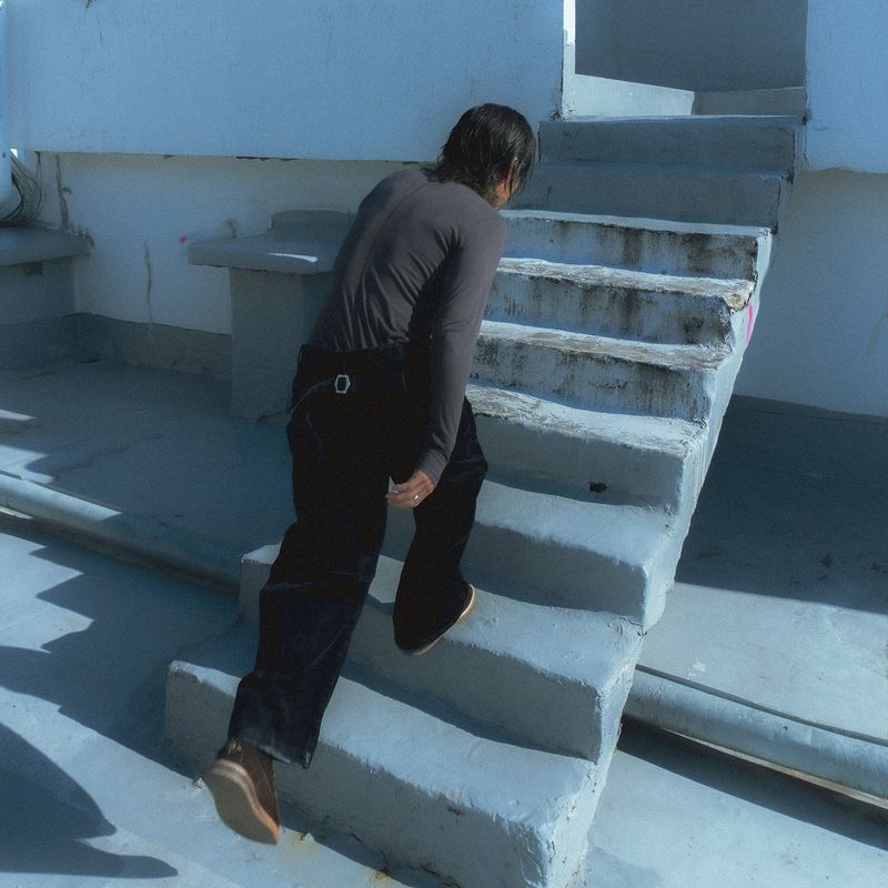 Velvet denim work pants / Dark navy