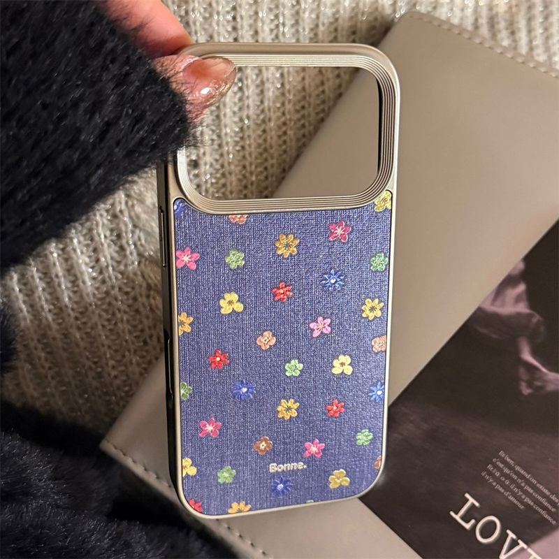 Vintage Denim Flower iPhone Case