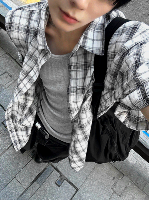 Thin Check Dark & Light Short-Sleeve Shirt