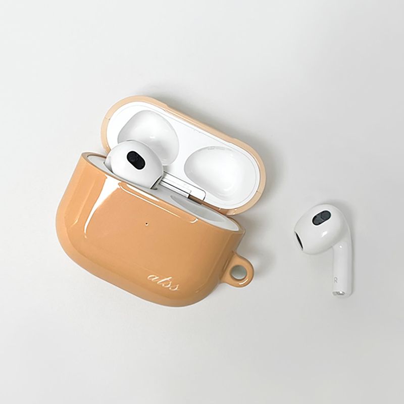 pastel orange glossy airpods case