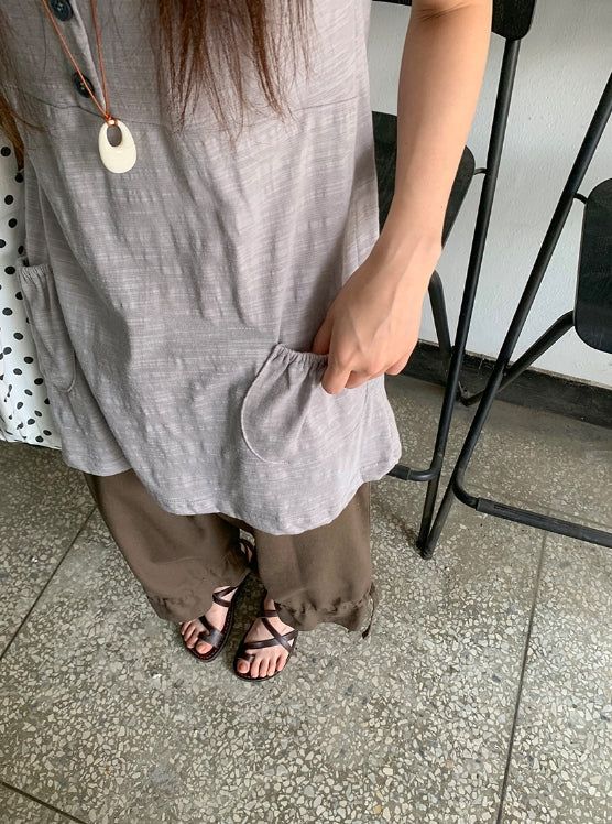 Fineb Button Pocket Layered Sleeveless One Piece