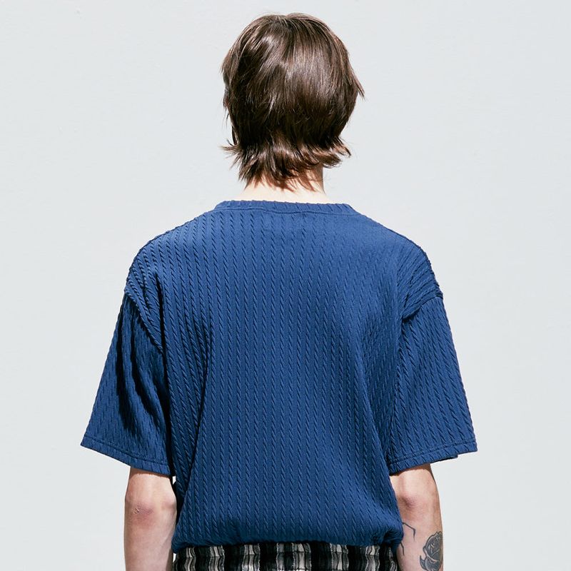 jacquard knit t-shirt blue