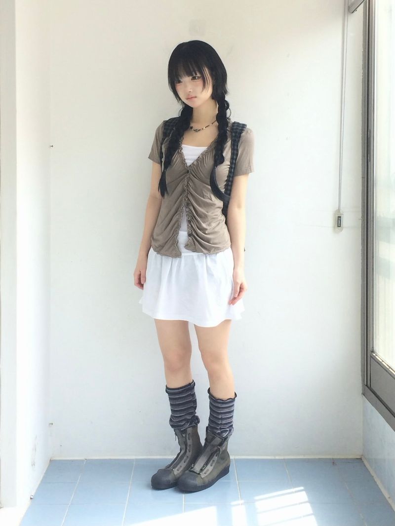 Shirring Flared Dress