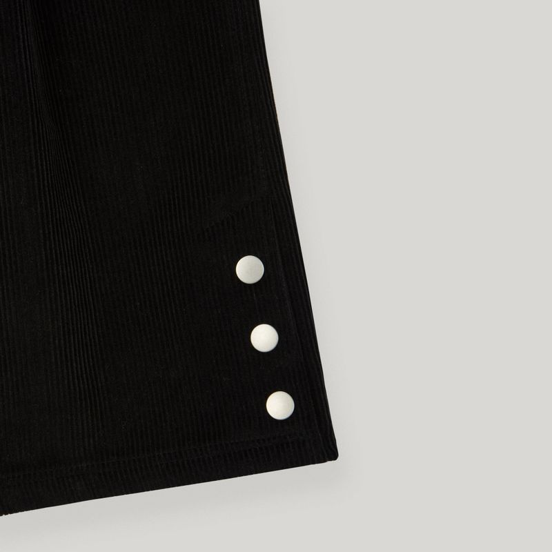 Black Corduroy Snap Bermuda Pants