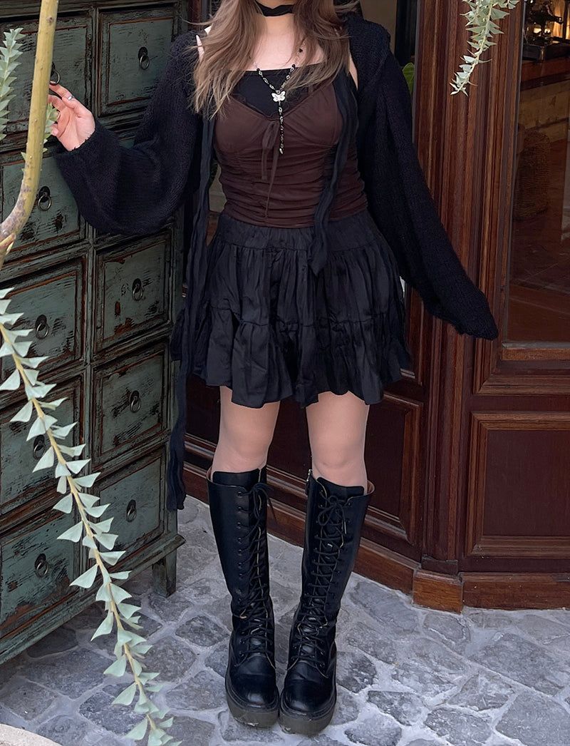 Romantic wrinkle banding skirt