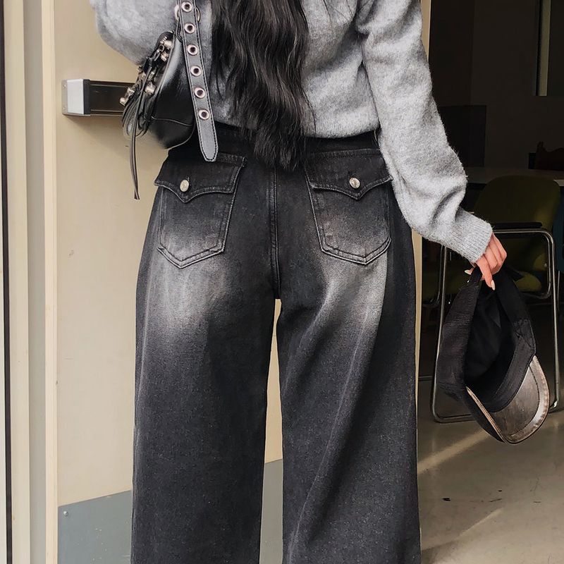 [BELLIDE MADE] Shearing, back pocket denim wide pants