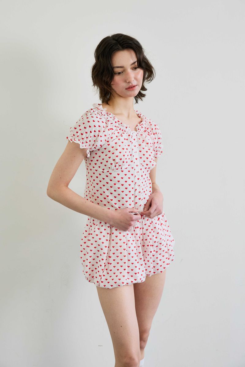 MINI HEART TWO WAY BLOUSE / WHITE